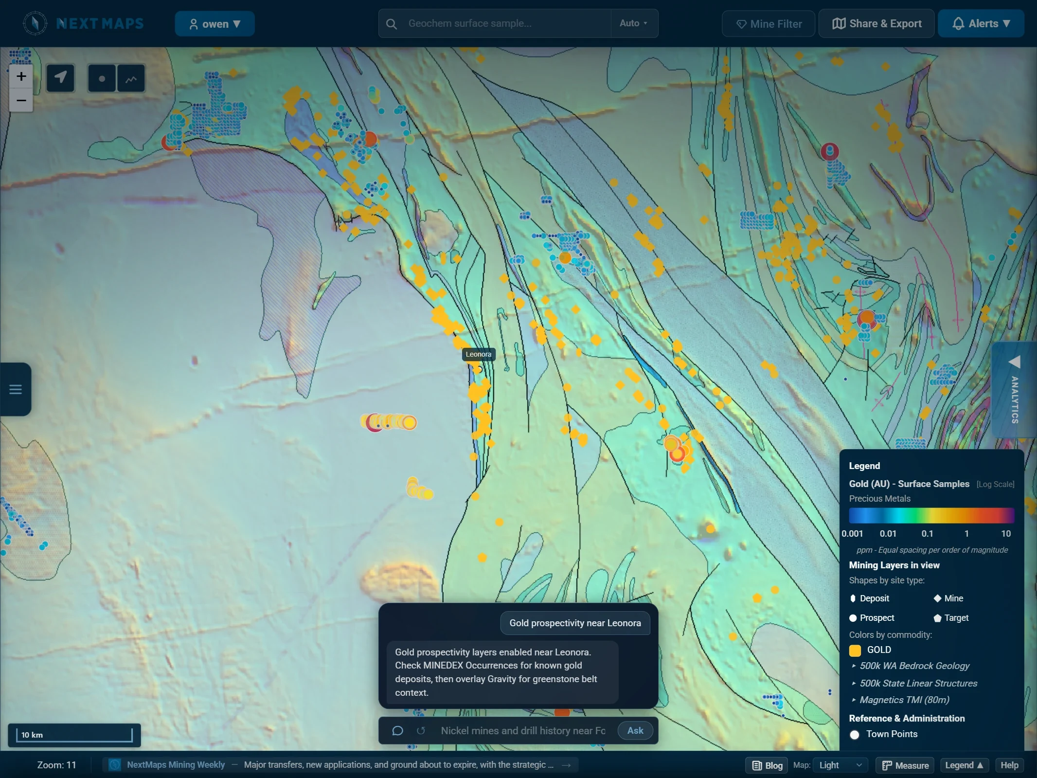 The Map Explorer agent turning a prompt into a layered prospectivity map